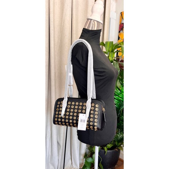 NEW WITH TAGS!!!  Coach Black and Gold Swinger Handbag with Gold grommets. - Picture 13 of 15